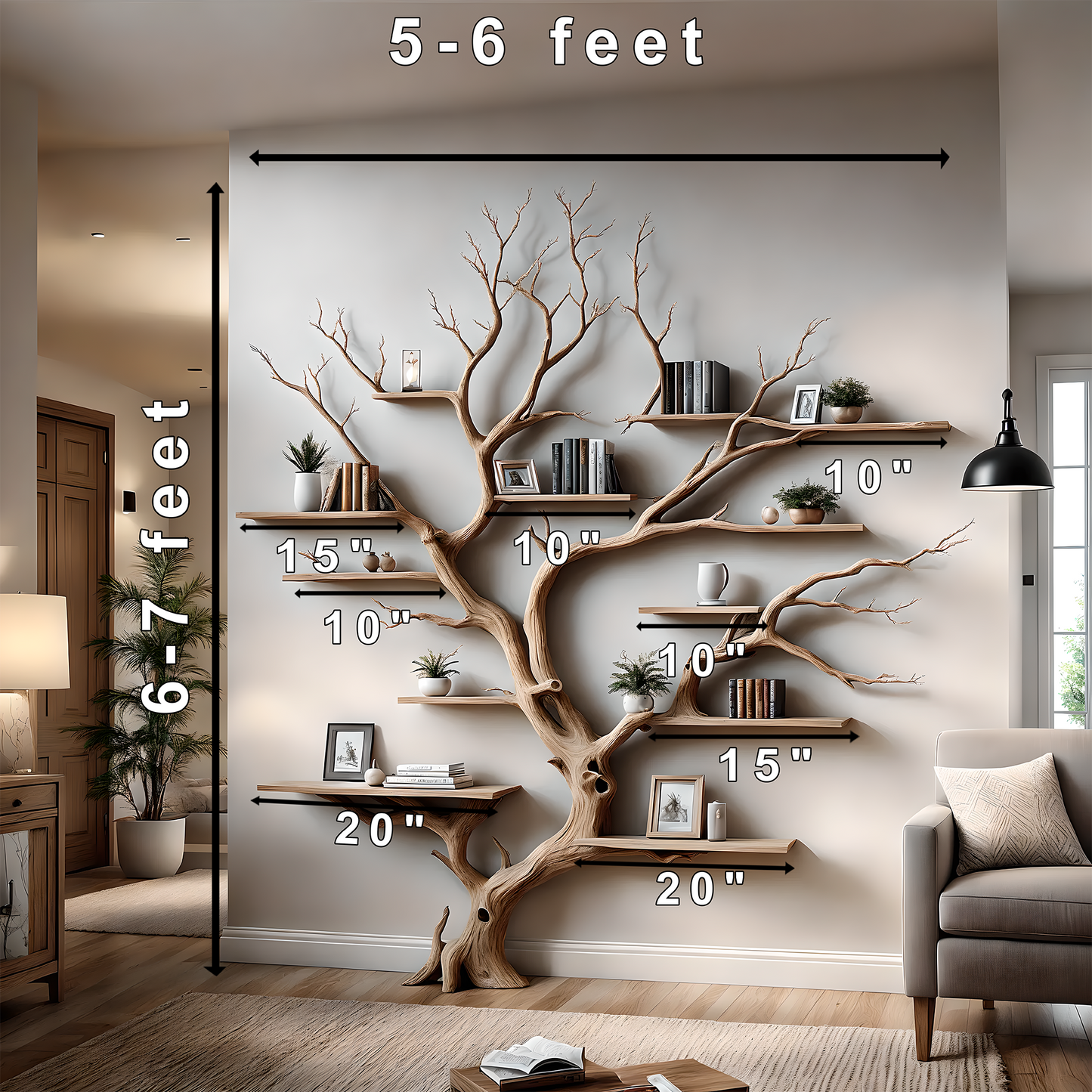 Blooming Forest Bookshelf – Handcrafted Wooden Wall Shelf