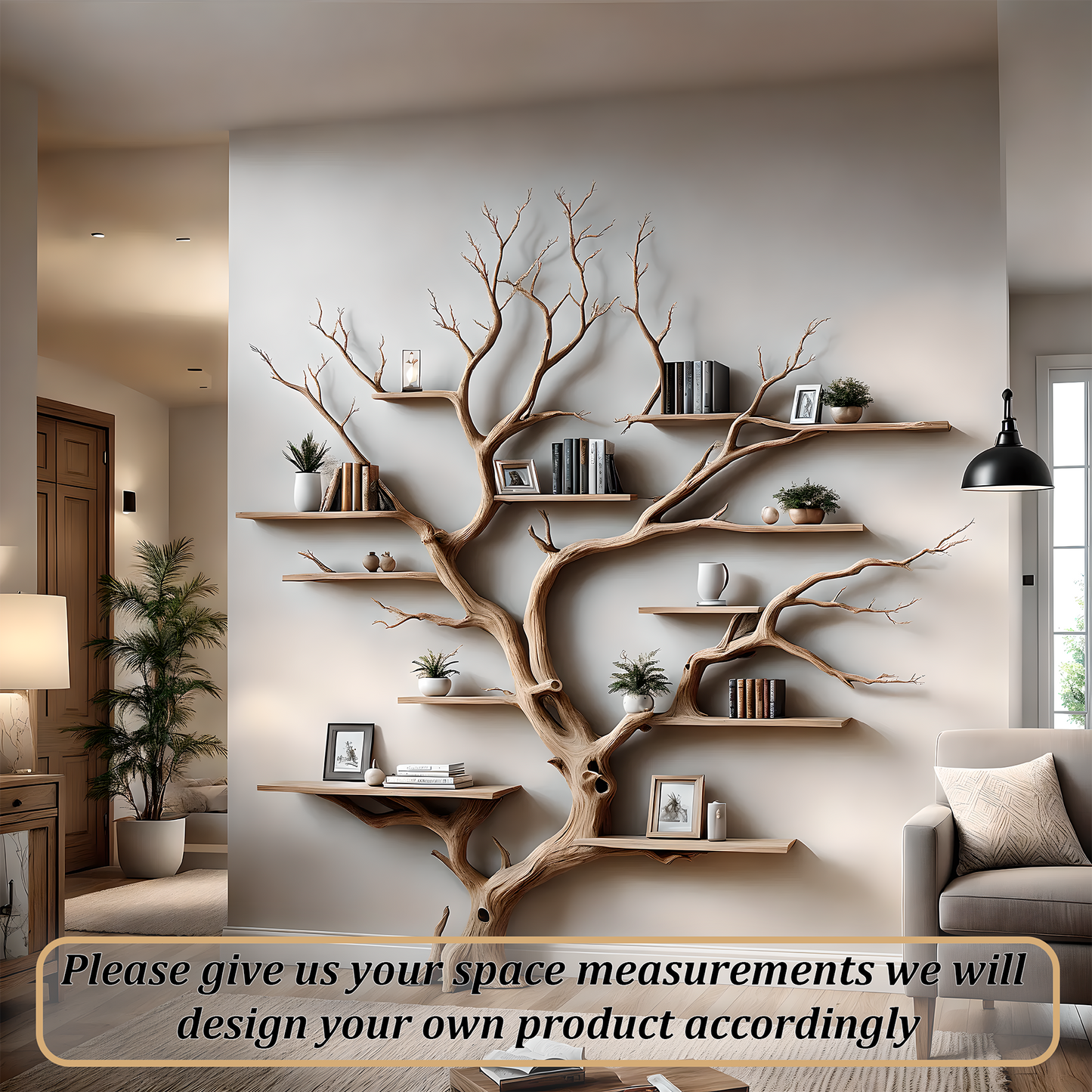 Blooming Forest Bookshelf – Handcrafted Wooden Wall Shelf