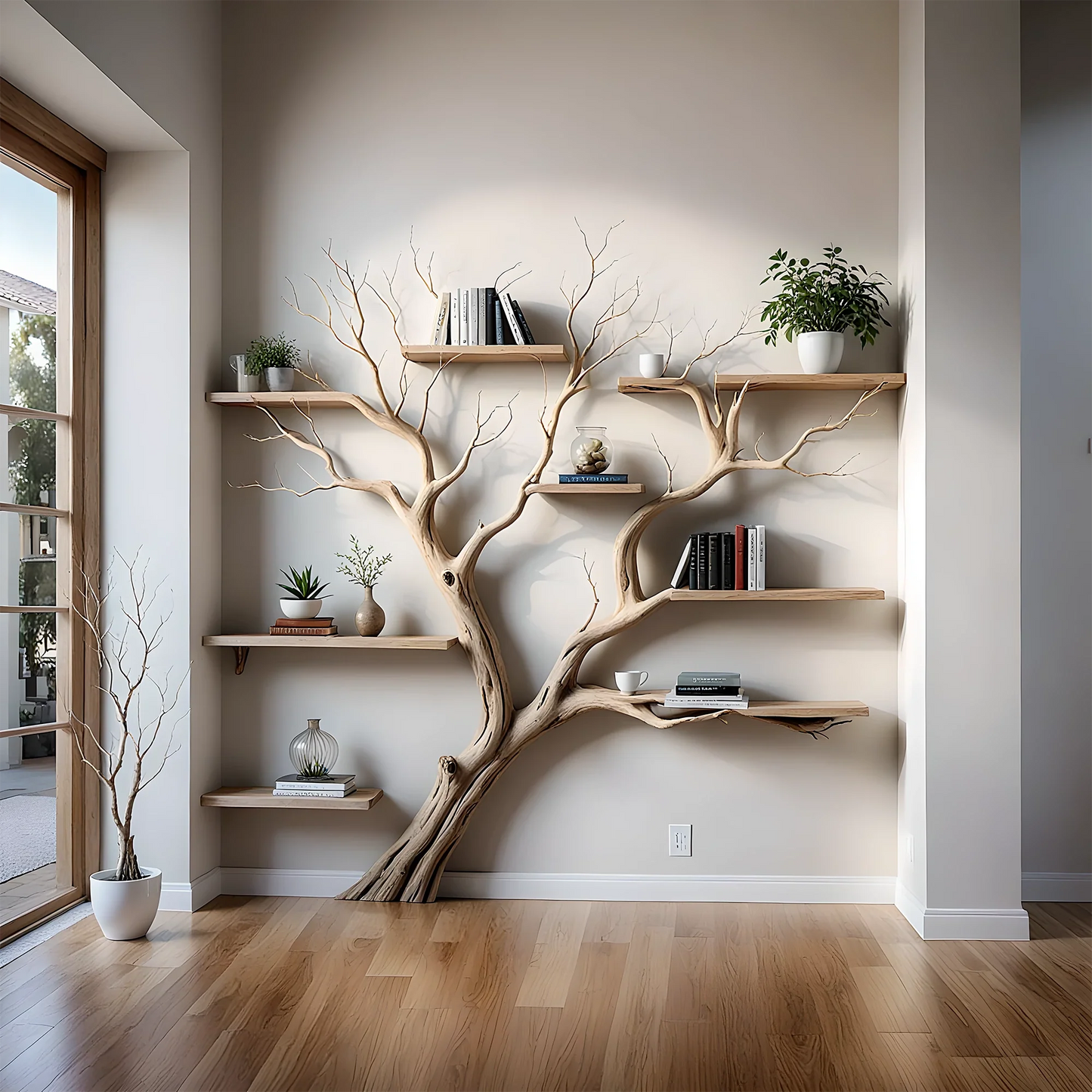 Product display shelves, balcony decoration shelves, tree branch shaped bookshelf