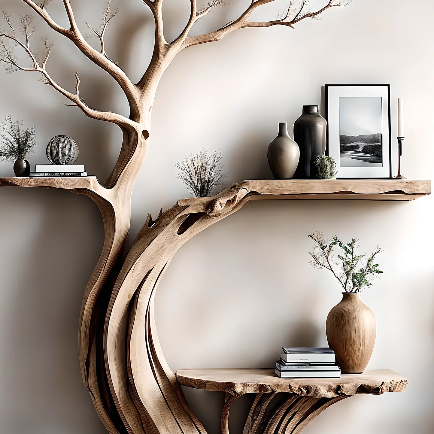Reading table, living room decoration table, tree-shaped tea table