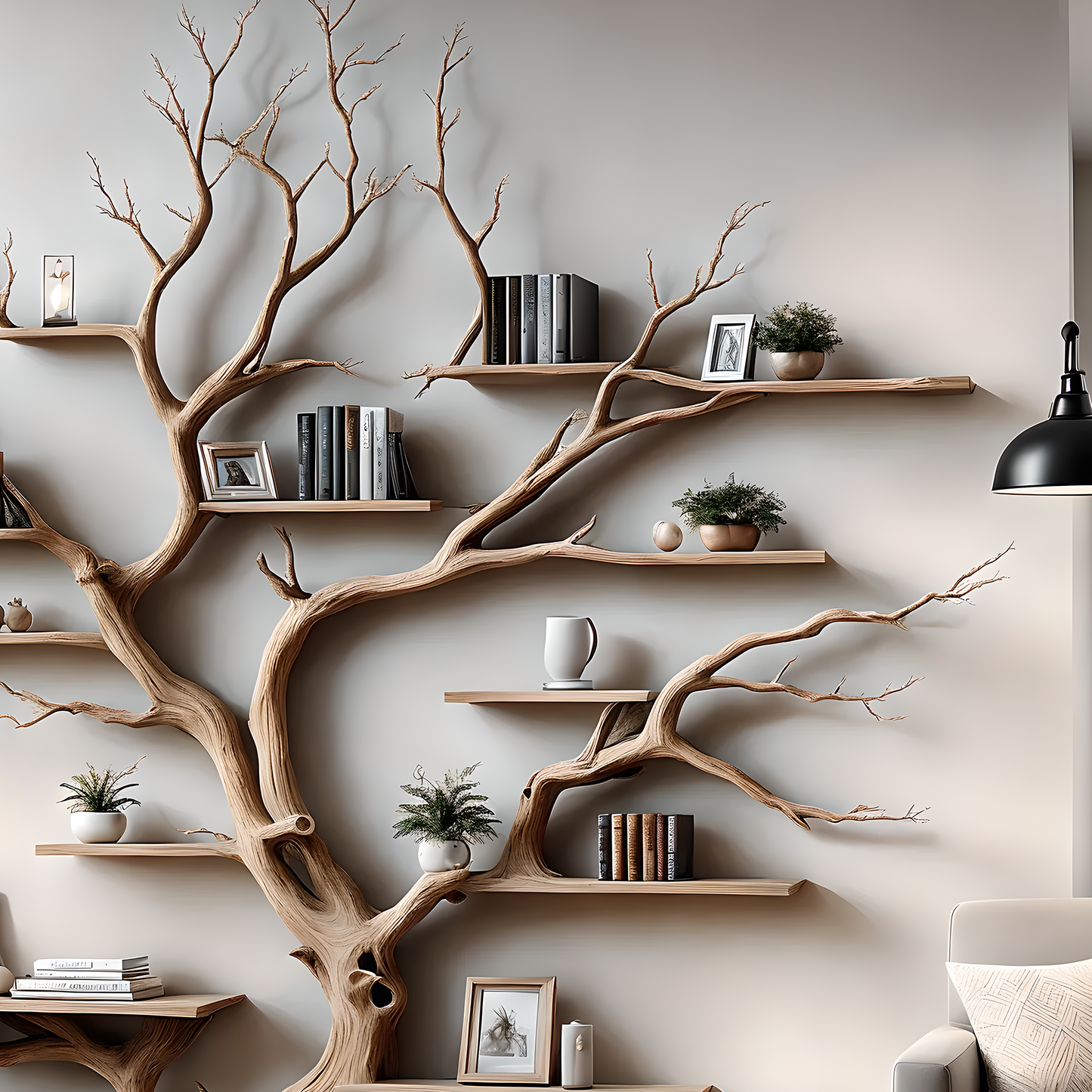 Blooming Forest Bookshelf – Handcrafted Wooden Wall Shelf