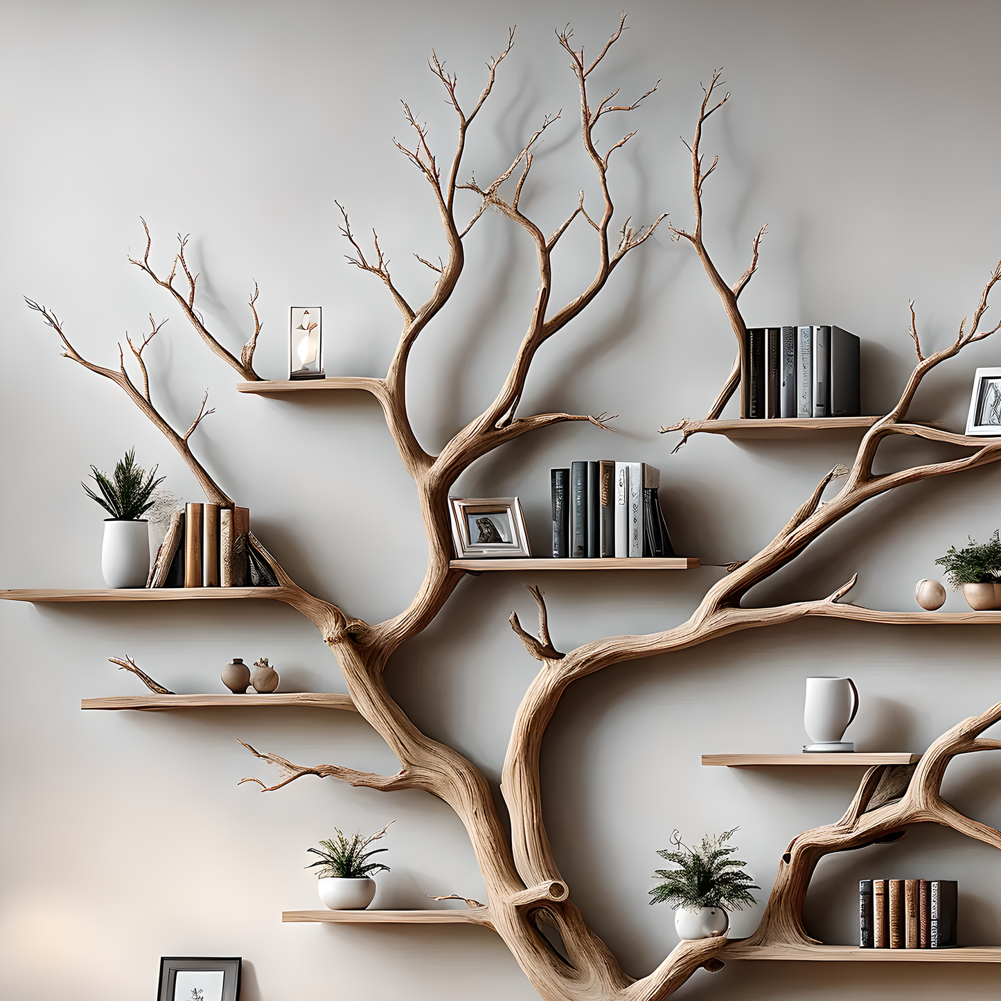 Blooming Forest Bookshelf – Handcrafted Wooden Wall Shelf