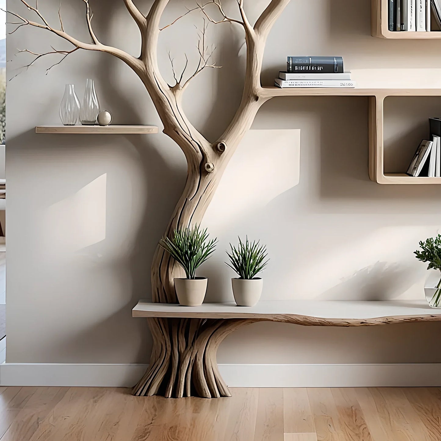 Room decoration shelves, book shelves, solid wood shelves, natural wood shelves