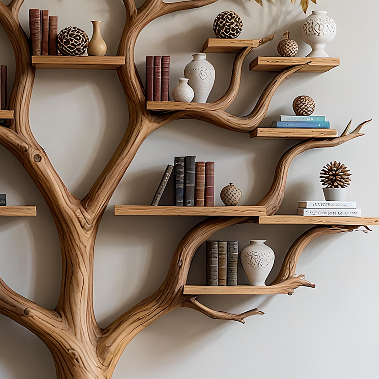 Custom Tree Branch Bookshelf Wall Mounted Tree of Life Handmade Furniture Living Room Decor