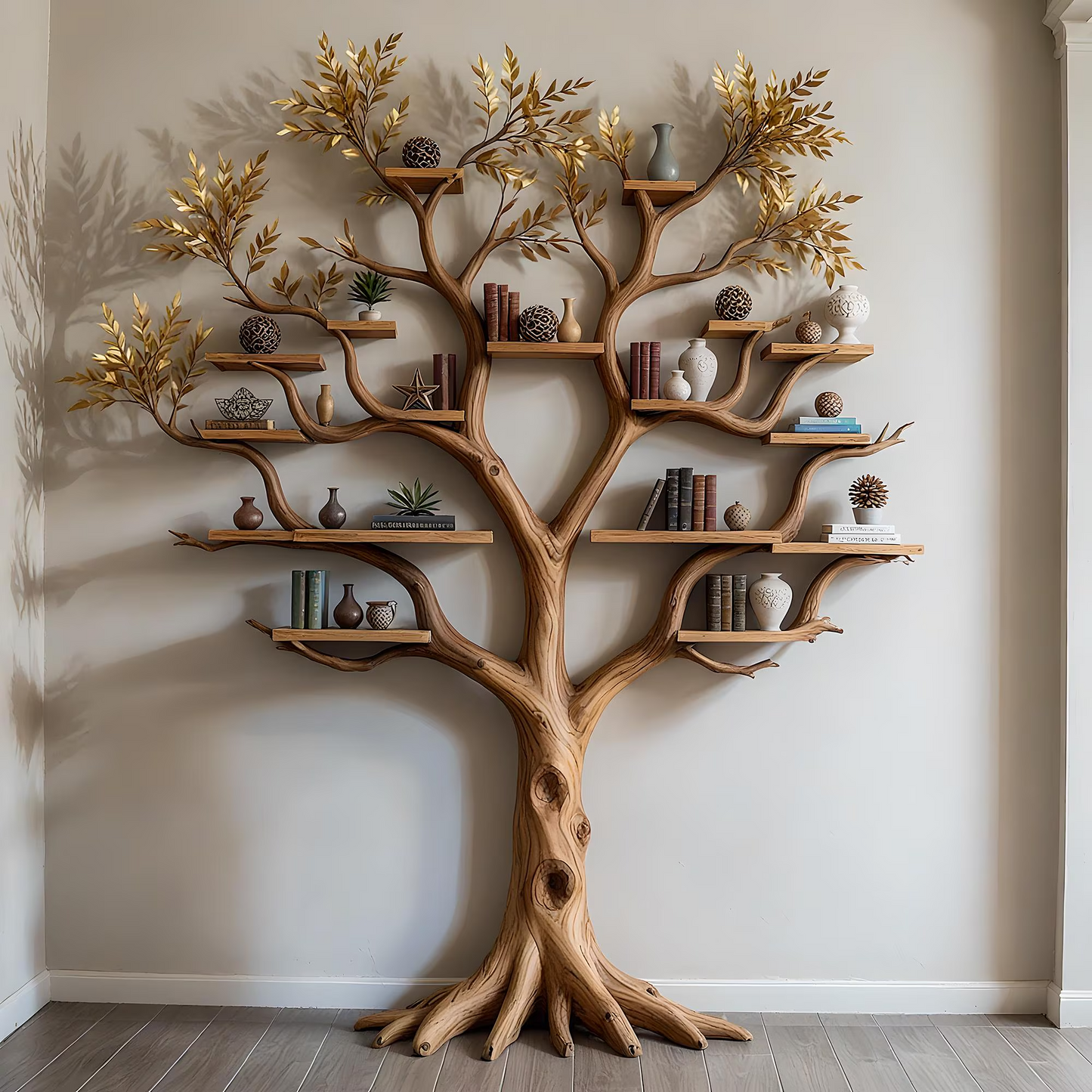 Custom Tree Branch Bookshelf Wall Mounted Tree of Life Handmade Furniture Living Room Decor