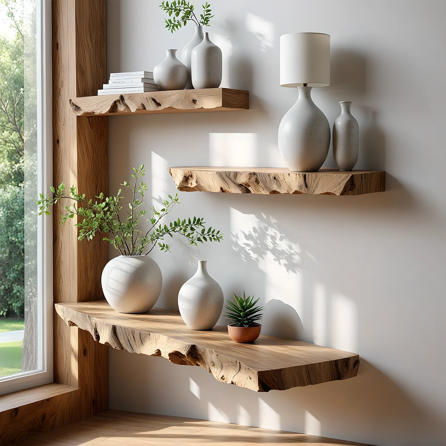 Floating Corner Shelf, Live Edge Floating Shelf, Bookshelf Decoration, Corner Wall Shelf, Walnut