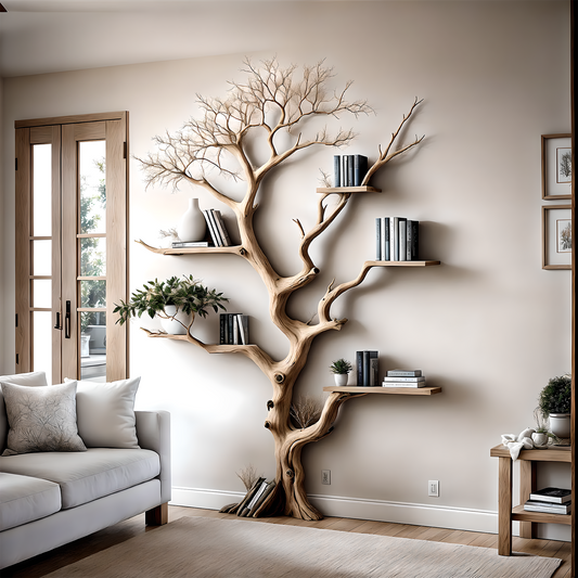 Charming Woodland Bookshelf – Handcrafted Wooden Wall Shelf