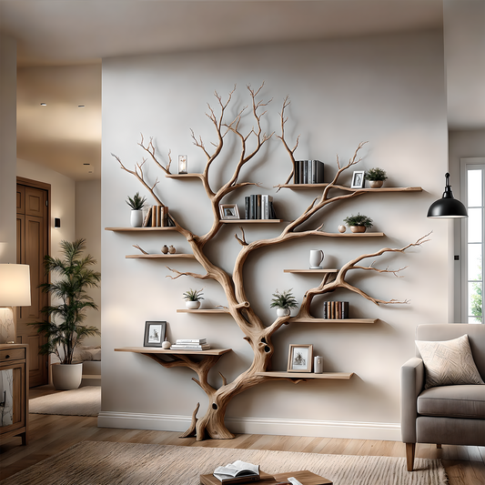 Blooming Forest Bookshelf – Handcrafted Wooden Wall Shelf