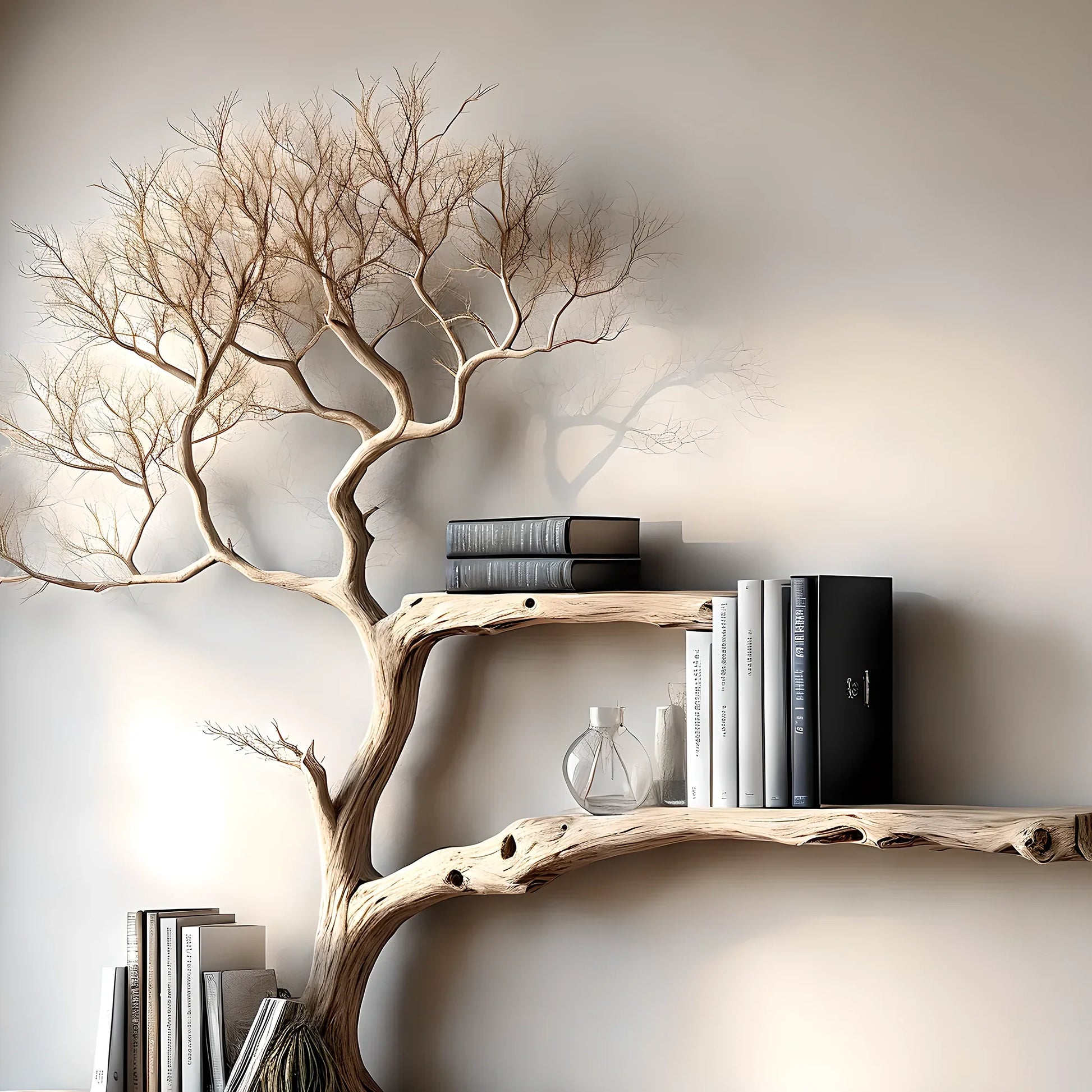 console table reading table with tree shaped bookshelf 