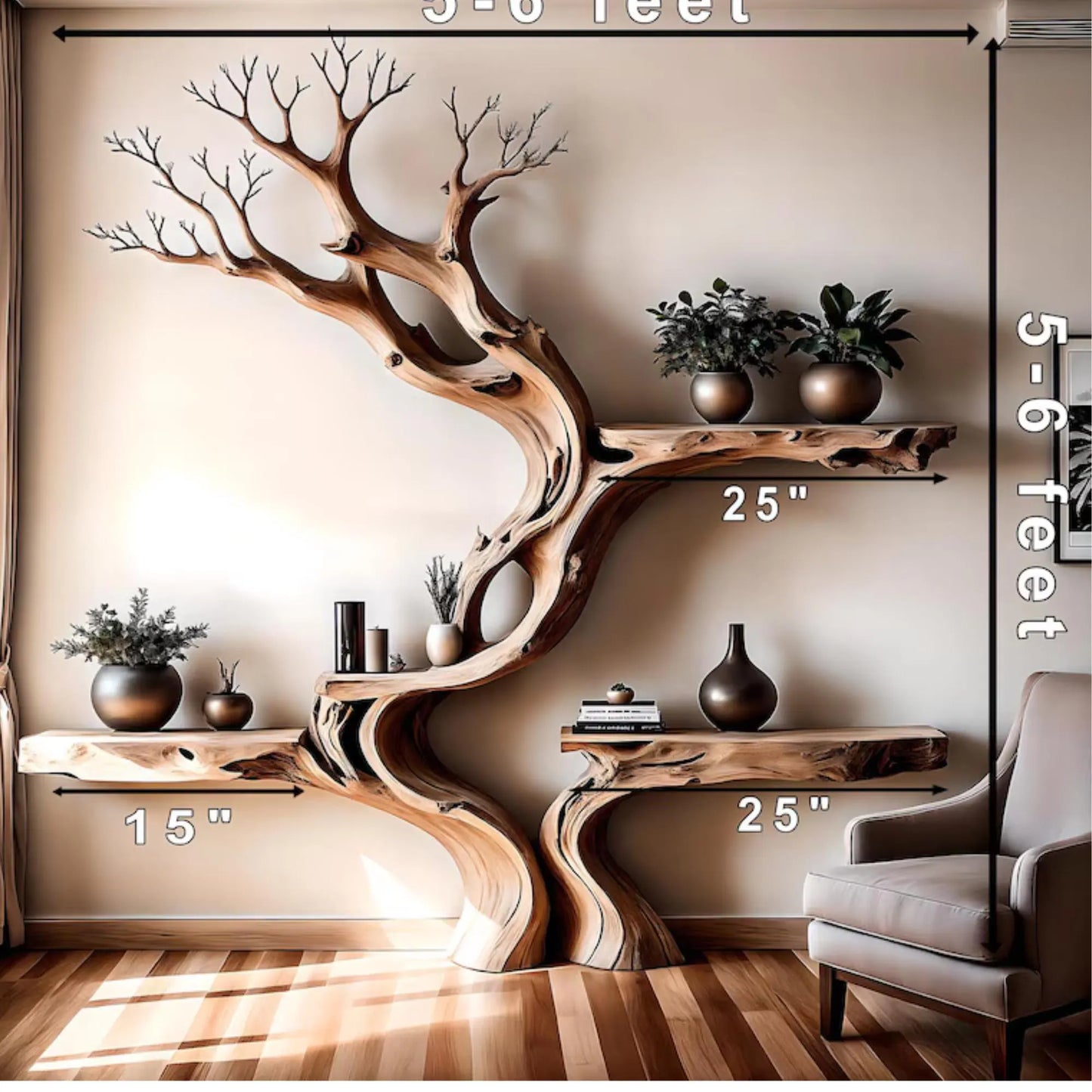 Handcrafted Tree Branch Bookshelf: A Unique Blend of Art