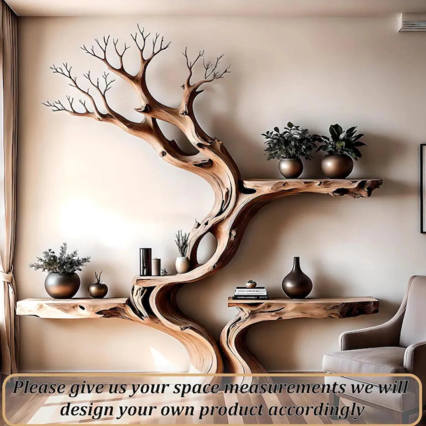 Handcrafted Tree Branch Bookshelf: A Unique Blend of Art