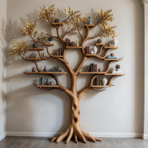 Custom Tree Branch Bookshelf Wall Mounted Tree of Life Handmade Furniture Living Room Decor